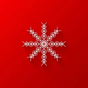 White snowflake flat icon with red background, vector Stock-Illustration
