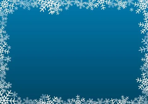 White snowflake frame on dark blue background Stock Illustration