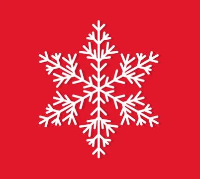 White snowflake icon on red background. Vector illustration. Stock Illustration