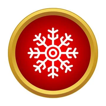 White snowflake icon on red gold circle Stock Illustration