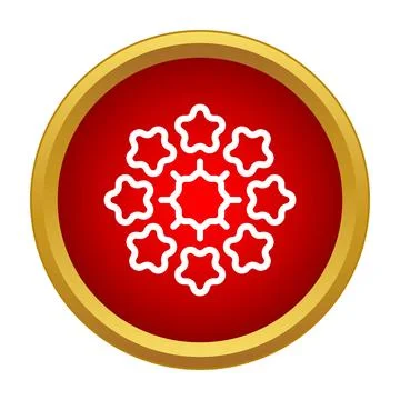 White snowflake icon on red round button Stock Illustration