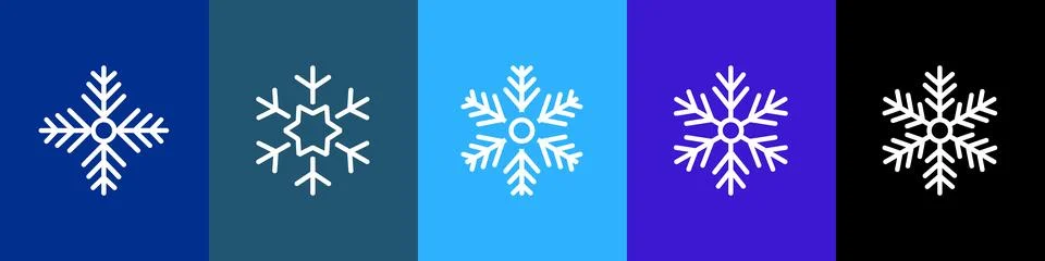 White snowflake icons. Vector flat design for Christmas, New Year, and festive Illustrazione stock