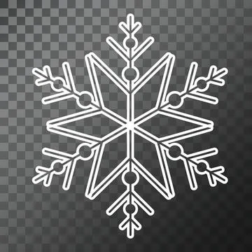 White snowflake isolated on transparent background. Stock Illustration