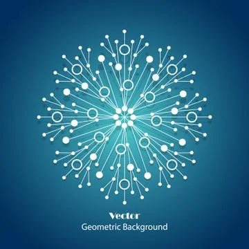 White snowflake made of connected lines and dots Stock Illustration