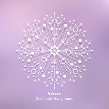 White snowflake made of connected lines and dots Stock Illustration