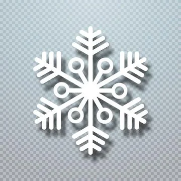 White snowflake with paper effect on transparent background for winter design. Stock Illustration