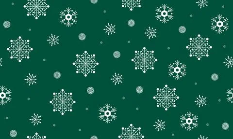 White snowflake pattern on green winter background. greeting cards. Stockillustratie