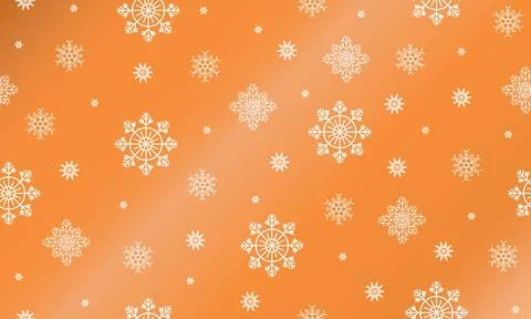 White snowflake pattern on orange winter background. Christmas holidays. 스톡 일러스트