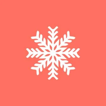 White snowflake on a red background. snowflake icon. sign design. Christmas and Illustrazione stock