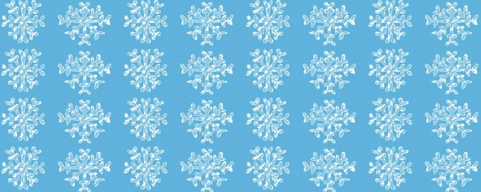 White Snowflake Repeat Pattern on Blue Background イラスト素材