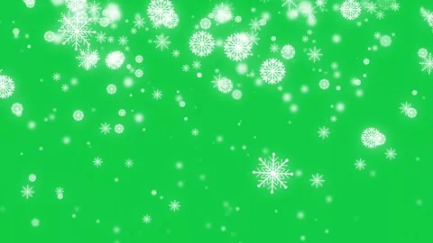 White snowflake, snow crystal falling down isolated on green screen background Video stock 255485255