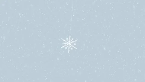 White snowflake swing on the string with looped snow falling Stock Footage 338306303