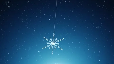White snowflake swing on the string with looped snow falling Stock Footage 338404358