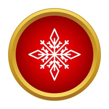 White snowflake symbol outlining a red circle icon Stock Illustration
