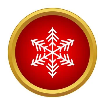 White snowflake symbol on red winter button Stock Illustration