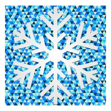 White snowflake on triangle blue Christmas background Illustration