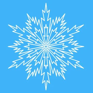 White snowflake, winter icon. Simple cute christmas symbol, ice crystal, vect Stock Illustration