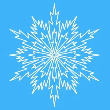White snowflake, winter icon. Simple cute christmas symbol, ice crystal Stock Illustration