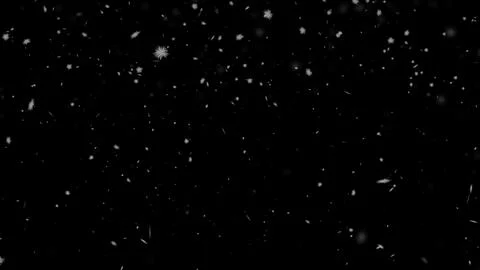 White snowflakes on a black background seamlessly looped. Snowfall, blizzar.. Illustrazione stock