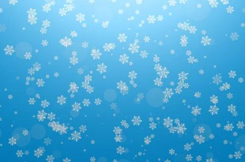 White Snowflakes on Blue Background, Winter Snowfall Stock Illustration