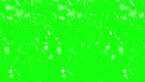 White snowflakes falling downwards on a green screen background Video stock 331766016