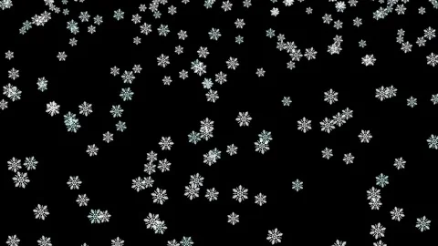 White Snowflakes Flying on Black Background, Winter Snowfall Animation Stock Footage 346300937
