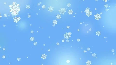 White Snowflakes Flying on Blue Background, Winter Snowfall Animation Stock Footage 346297660