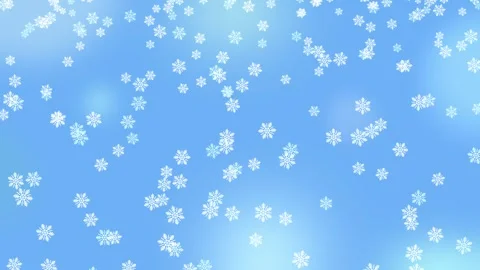 White Snowflakes Flying on Blue Background, Winter Snowfall Animation Stock Footage 346300938