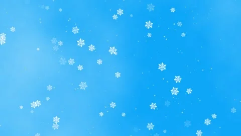 White Snowflakes Flying on Blue Background, Winter Snowfall Animation Stock Footage 346712178