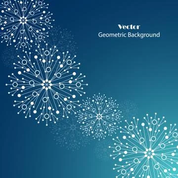 White snowflakes made of connected lines and dots Stock Illustration