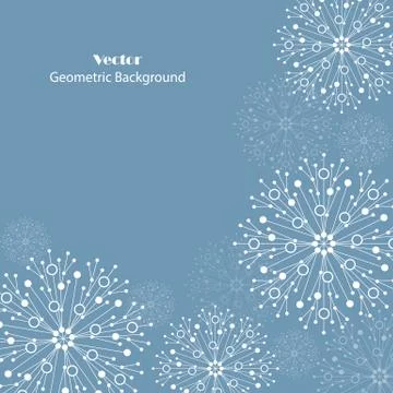 White snowflakes made of connected lines and dots Stock Illustration