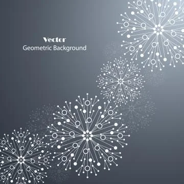 White snowflakes made of connected lines and dots Stock Illustration