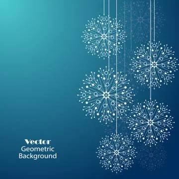 White snowflakes made of connected lines and dots Illustrazione stock