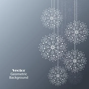 White snowflakes made of connected lines and dots Stock Illustration