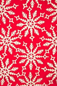 White snowflakes on red background copy space Stock Photos