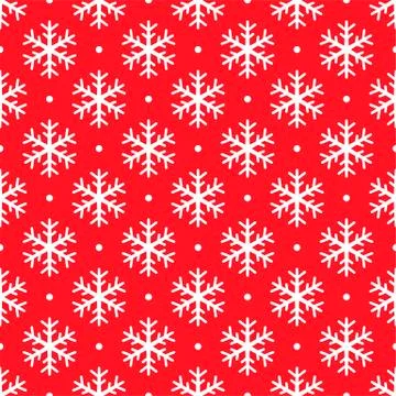 White snowflakes on red background, vector illustration Stock Illustration