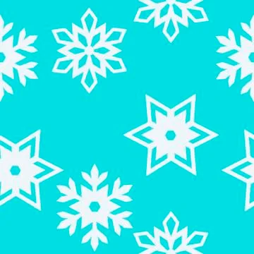 White snowflakes seamless pattern on a blue background. Vector illustration Stock Illustration