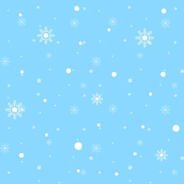 White snowflakes seamless pattern on blue background. Vector illustration. Stock Illustration