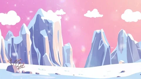 White Snowy Mountain: Clouds on the Pink Sky. Peace, light, and tranquility Stock-Footage 306825517
