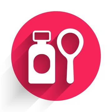 White Soap bubbles bottle icon isolated with long shadow background. Blowing Stock Illustration