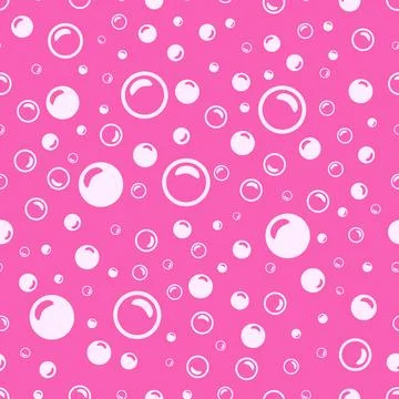White soap bubbles on a pink background. Stock Illustration