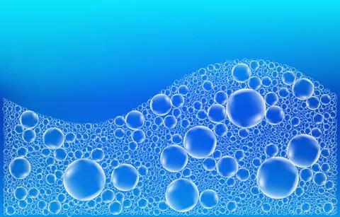 White soap or shampoo bubbles realistic texture. Illustrazione stock