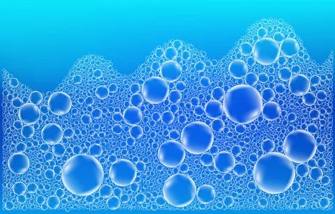 White soap or shampoo bubbles realistic texture. Illustrazione stock