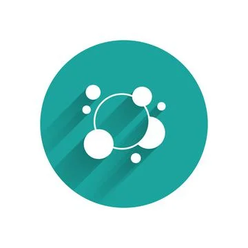 White Soap water bubbles icon isolated with long shadow background. Green circle Stock Illustration