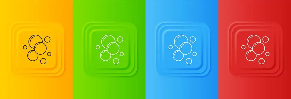 White Soap water bubbles icon isolated on colorful background. Set icons in.. Stock Illustration