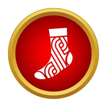 White sock icon with decorative pattern in red circle Stock Illustration
