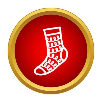 White sock with pattern in red circle icon Stock Illustration