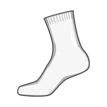 White sock template for apparel design mockup Stock Illustration