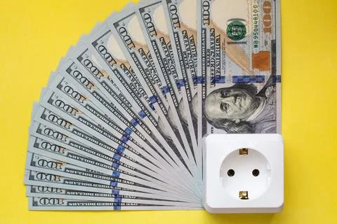 White socket on 100 dollar banknote Stock Photos
