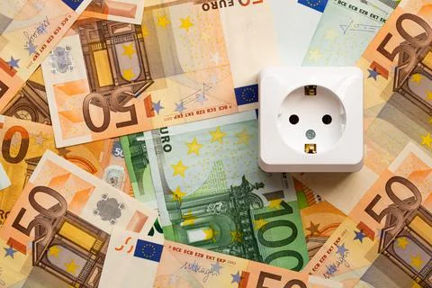 White socket isolated on euro banknotes Stock Photos